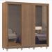 Guarda-Roupa Casal Madesa Lyon 3 Portas de Correr com Espelhos 2 Gavetas com Pés