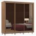 Guarda Roupa Casal Madesa Lyon 3 Portas de Correr de Espelho 2 Gavetas com Pés - Rustic