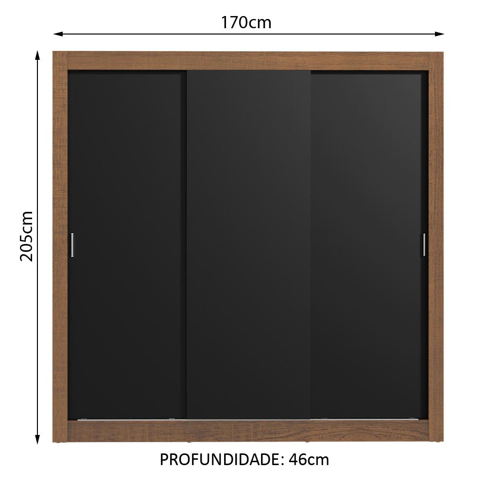 Guarda Roupa Casal Madesa Lyon Plus 3 Portas de Correr 4 Gavetas