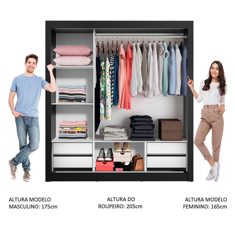 Guarda Roupa Casal Madesa Lyon Plus 3 Portas de Correr 4 Gavetas