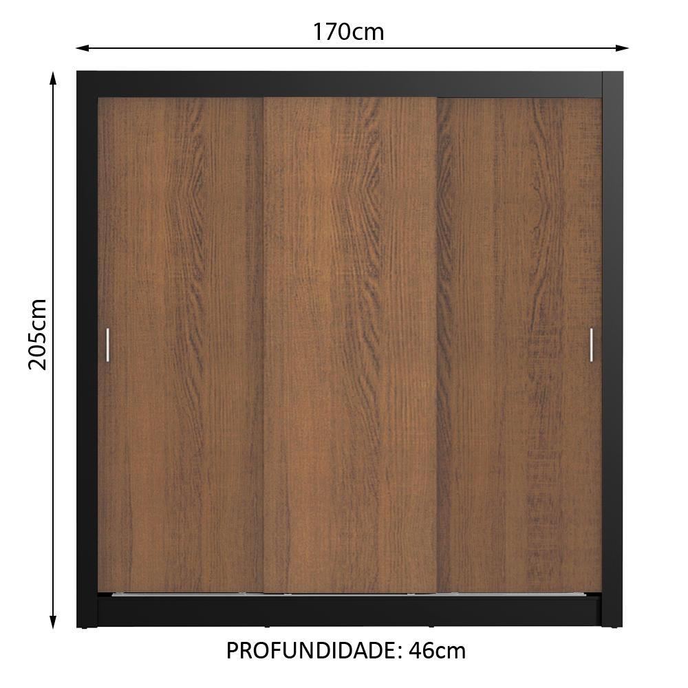 Guarda Roupa Casal Madesa Lyon Plus 3 Portas de Correr 4 Gavetas
