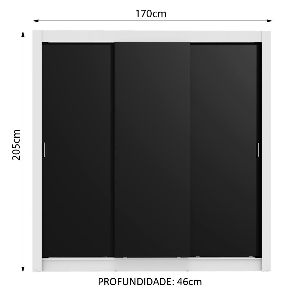 Guarda Roupa Casal Madesa Lyon Plus 3 Portas de Correr 4 Gavetas