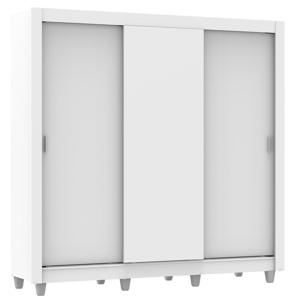Guarda Roupa Casal Madesa Lyon Plus 3 Portas de Correr 4 Gavetas com Pés - Branco
