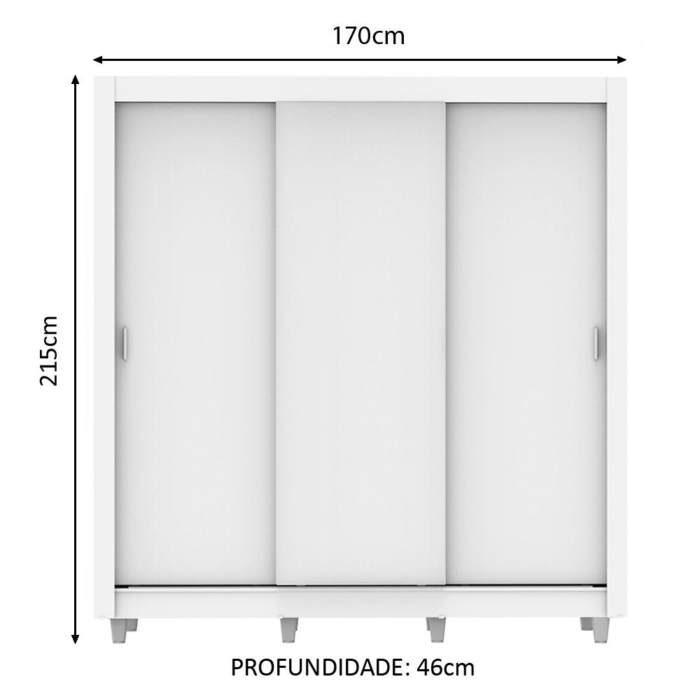 Guarda Roupa Casal Madesa Lyon Plus 3 Portas de Correr 4 Gavetas com Pés - Branco