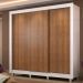 Guarda Roupa Casal Madesa Lyon Plus 3 Portas de Correr 4 Gavetas com Pés - Branco/Rustic