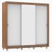 Guarda Roupa Casal Madesa Lyon Plus 3 Portas de Correr 4 Gavetas com Pés - Rustic/Branco
