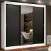 Guarda Roupa Casal Madesa Lyon Plus 3 Portas de Correr com Espelho 4 Gavetas - Branco/Preto