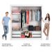 Guarda Roupa Casal Madesa Lyon Plus 3 Portas de Correr com Espelho 4 Gavetas - Branco/Preto