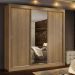 Guarda Roupa Casal Madesa Lyon Plus 3 Portas de Correr com Espelho 4 Gavetas - Rustic