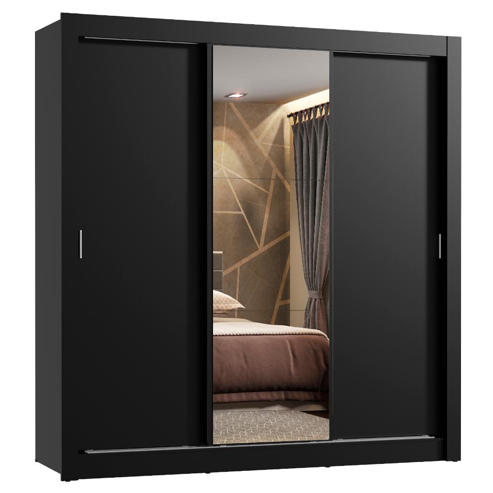 Guarda Roupa Casal Madesa Lyon Plus 3 Portas de Correr com Espelho 4 Gavetas