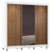 Guarda Roupa Casal Madesa Lyon Plus 3 Portas de Correr com Espelho 4 Gavetas com Pés - Branco/Rustic