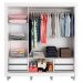 Guarda Roupa Casal Madesa Lyon Plus 3 Portas de Correr com Espelho 4 Gavetas com Pés - Branco/Rustic