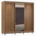 Guarda Roupa Casal Madesa Lyon Plus 3 Portas de Correr com Espelho 4 Gavetas com Pés - Rustic