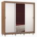 Guarda Roupa Casal Madesa Lyon Plus 3 Portas de Correr com Espelho 4 Gavetas com Pés - Rustic/Branco