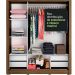 Guarda Roupa Casal Madesa Lyon Plus 3 Portas de Correr com Espelho 4 Gavetas com Pés - Rustic/Branco