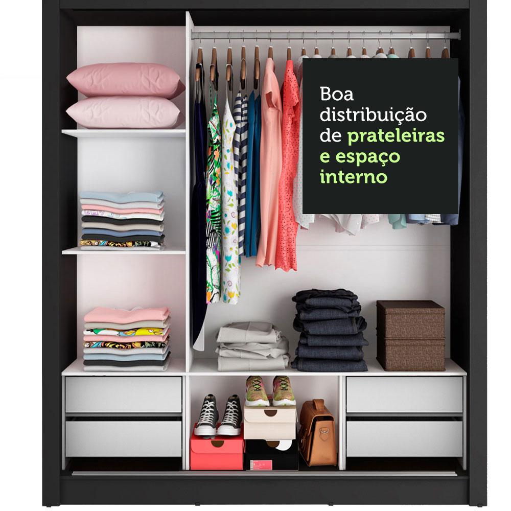 Guarda-Roupa Casal Madesa Lyon Plus 3 Portas de Correr com Espelhos 4 Gavetas