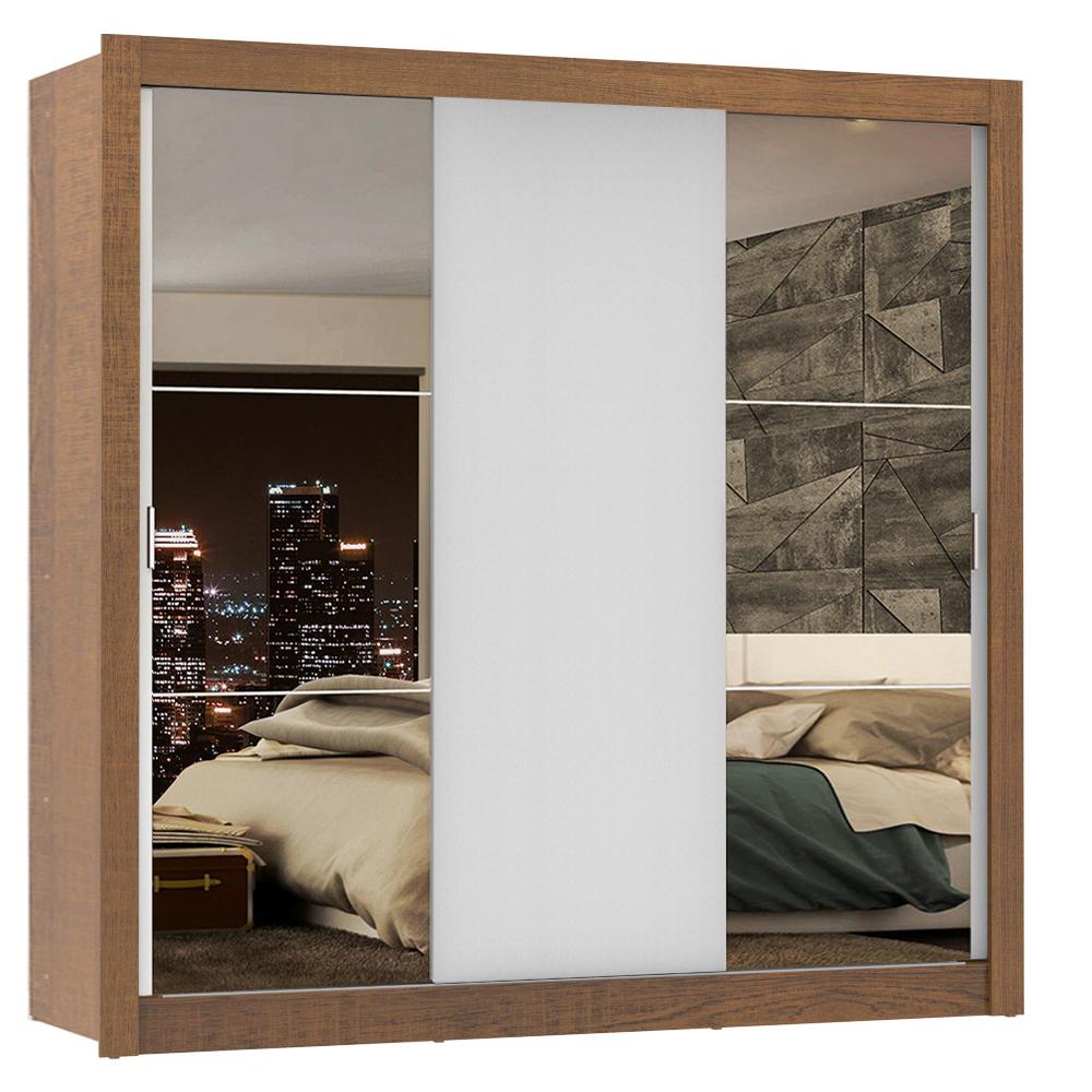Guarda-Roupa Casal Madesa Lyon Plus 3 Portas de Correr com Espelhos 4 Gavetas