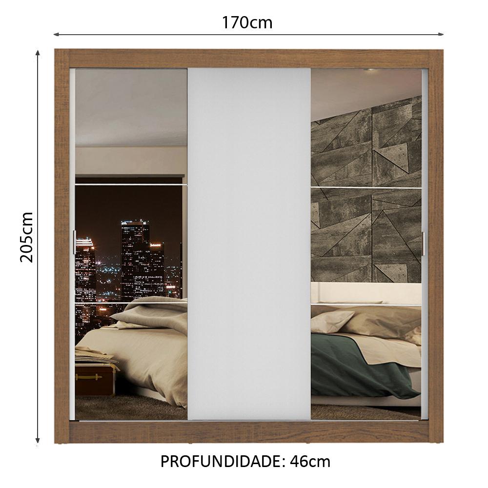 Guarda-Roupa Casal Madesa Lyon Plus 3 Portas de Correr com Espelhos 4 Gavetas
