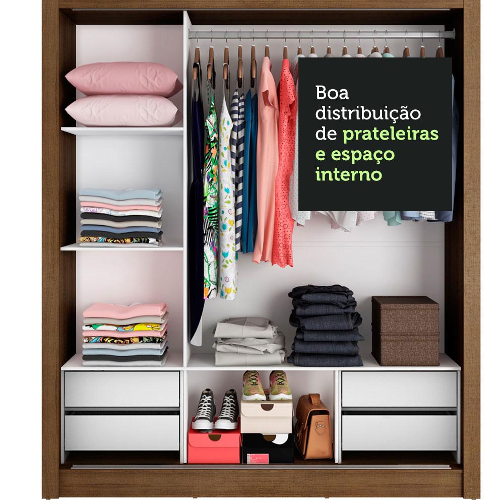 Guarda-Roupa Casal Madesa Lyon Plus 3 Portas de Correr com Espelhos 4 Gavetas