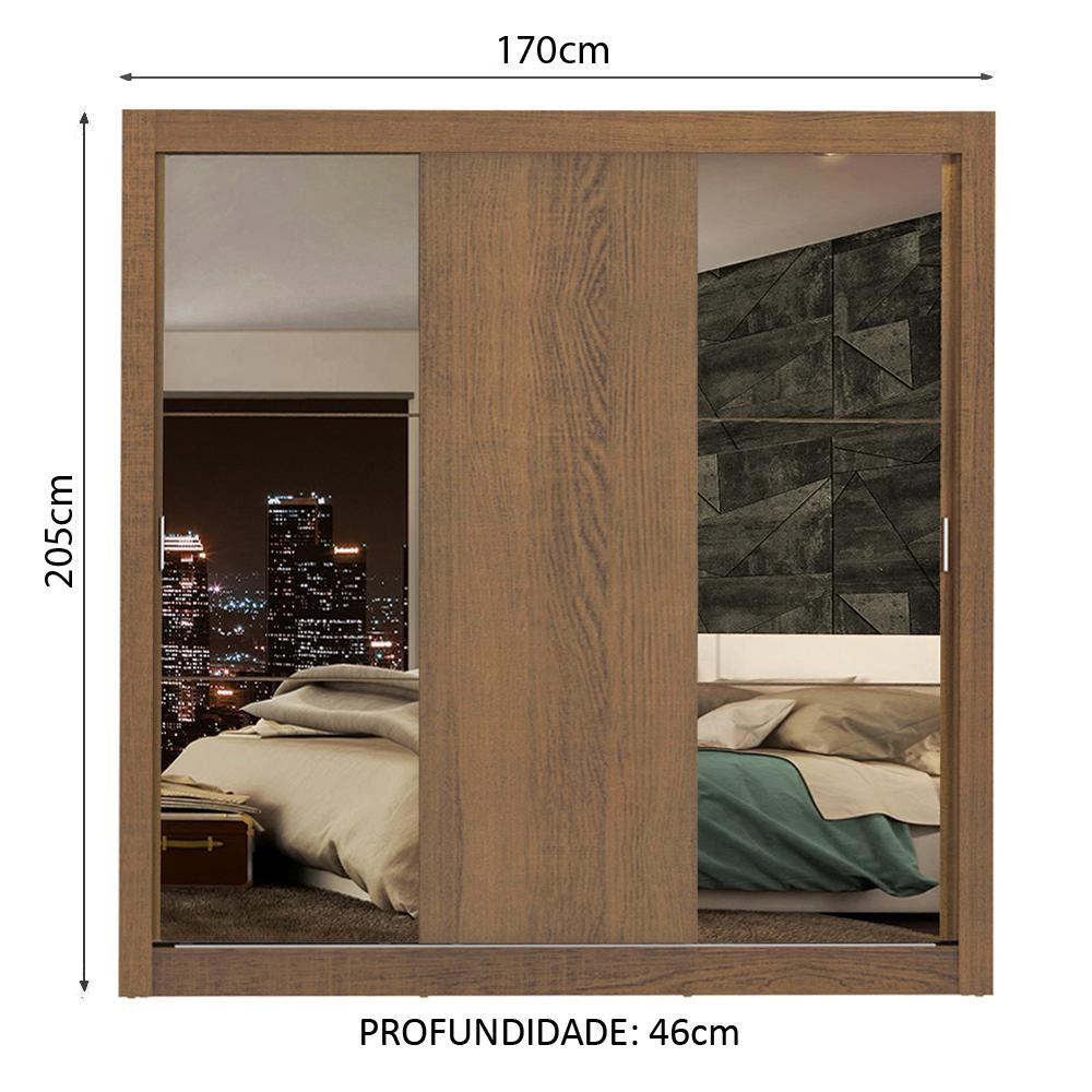 Guarda-Roupa Casal Madesa Lyon Plus 3 Portas de Correr com Espelhos 4 Gavetas