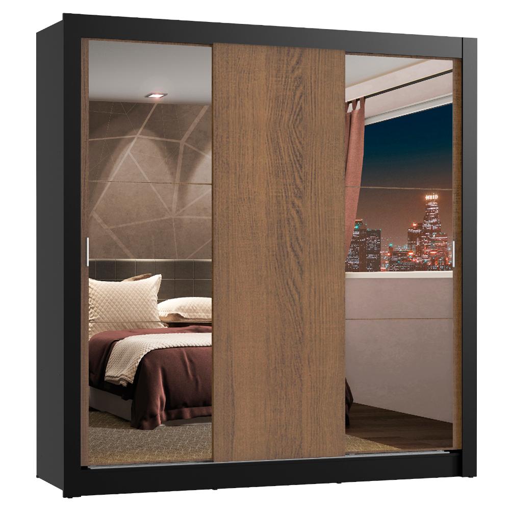 Guarda-Roupa Casal Madesa Lyon Plus 3 Portas de Correr com Espelhos 4 Gavetas