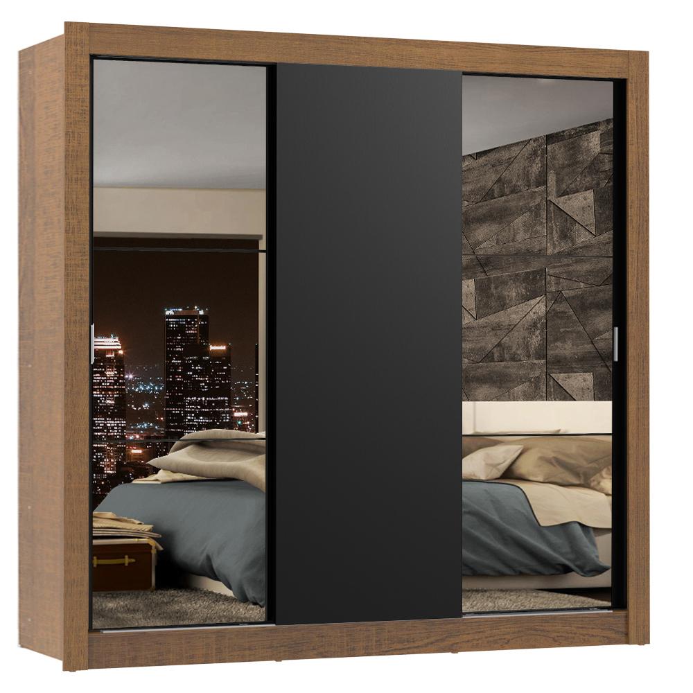 Guarda-Roupa Casal Madesa Lyon Plus 3 Portas de Correr com Espelhos 4 Gavetas