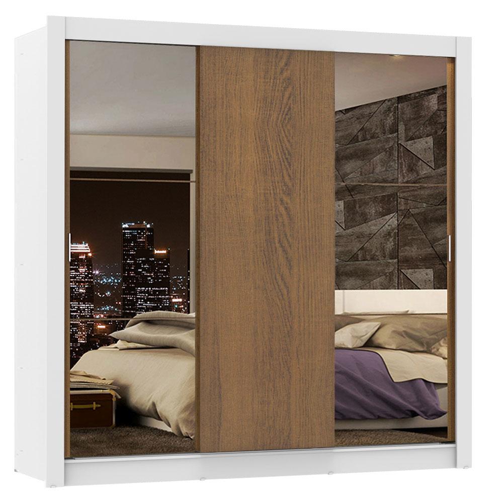 Guarda-Roupa Casal Madesa Lyon Plus 3 Portas de Correr com Espelhos 4 Gavetas