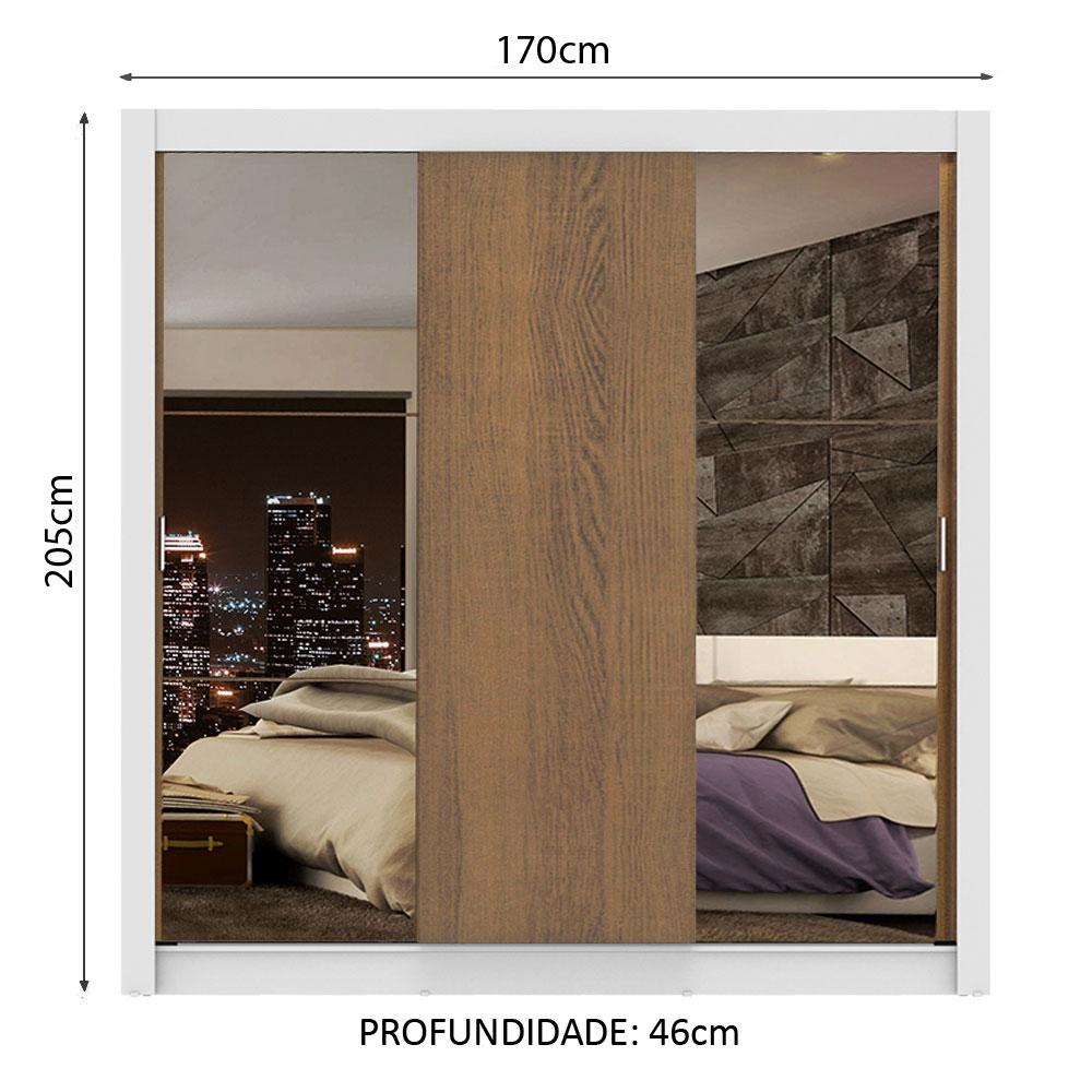 Guarda-Roupa Casal Madesa Lyon Plus 3 Portas de Correr com Espelhos 4 Gavetas