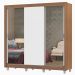 Guarda-Roupa Casal Madesa Lyon Plus 3 Portas de Correr com Espelhos 4 Gavetas com Pés