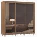 Guarda Roupa Casal Madesa Lyon Plus 3 Portas de Correr de Espelho 4 Gavetas com Pés - Rustic