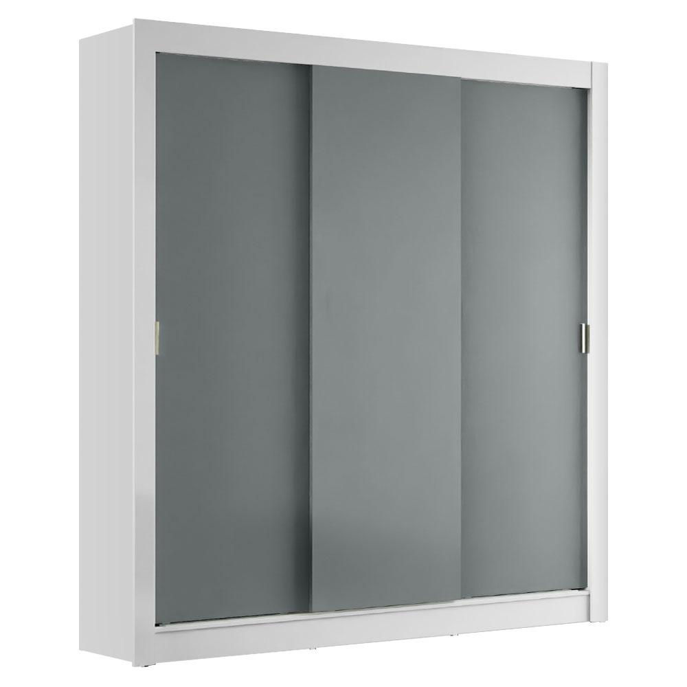 Guarda-Roupa Casal Madesa Mônaco 3 Portas de Correr - Branco/Cinza