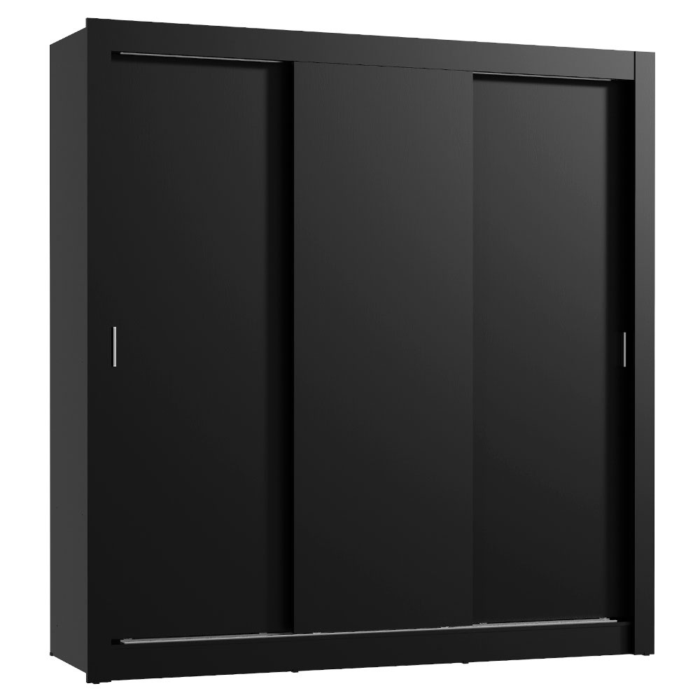 Guarda Roupa Casal Madesa Mônaco 3 Portas de Correr - Preto