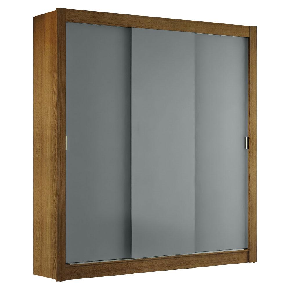 Guarda-Roupa Casal Madesa Mônaco 3 Portas de Correr - Rustic/Cinza