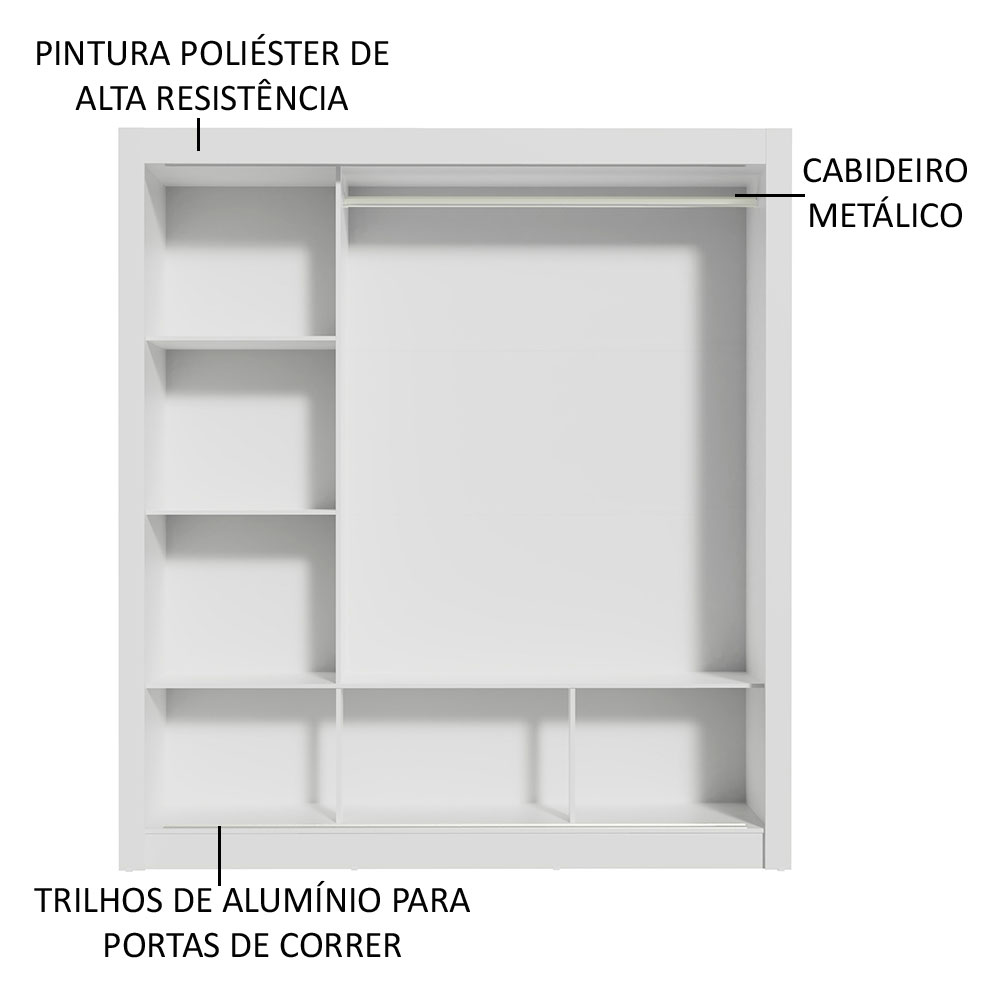 Guarda Roupa Casal Madesa Mônaco 3 Portas de Correr