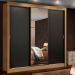 Guarda Roupa Casal Madesa Mônaco 3 Portas de Correr com Espelho - Rustic/Preto