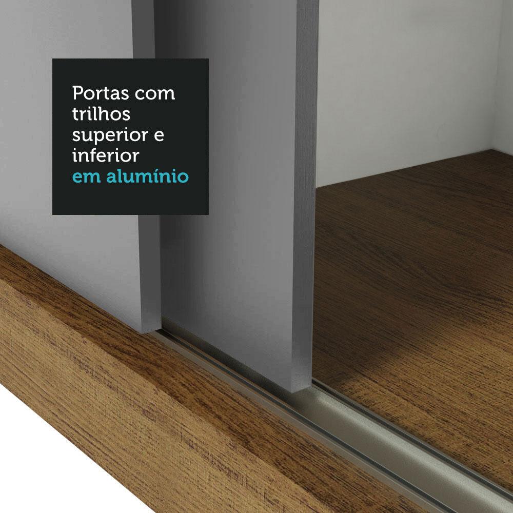 Guarda-Roupa Casal Madesa Mônaco 3 Portas de Correr com Espelhos - Rustic/Cinza