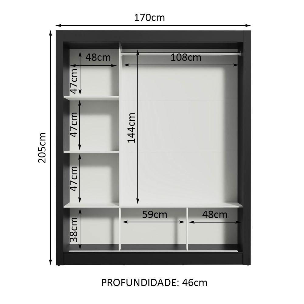 Guarda Roupa Casal Madesa Mônaco 3 Portas de Correr com Espelhos