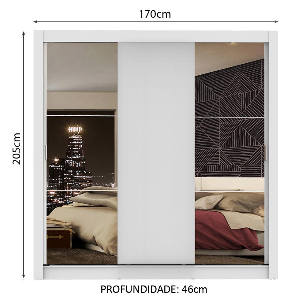 Guarda Roupa Casal Madesa Mônaco 3 Portas de Correr com Espelhos