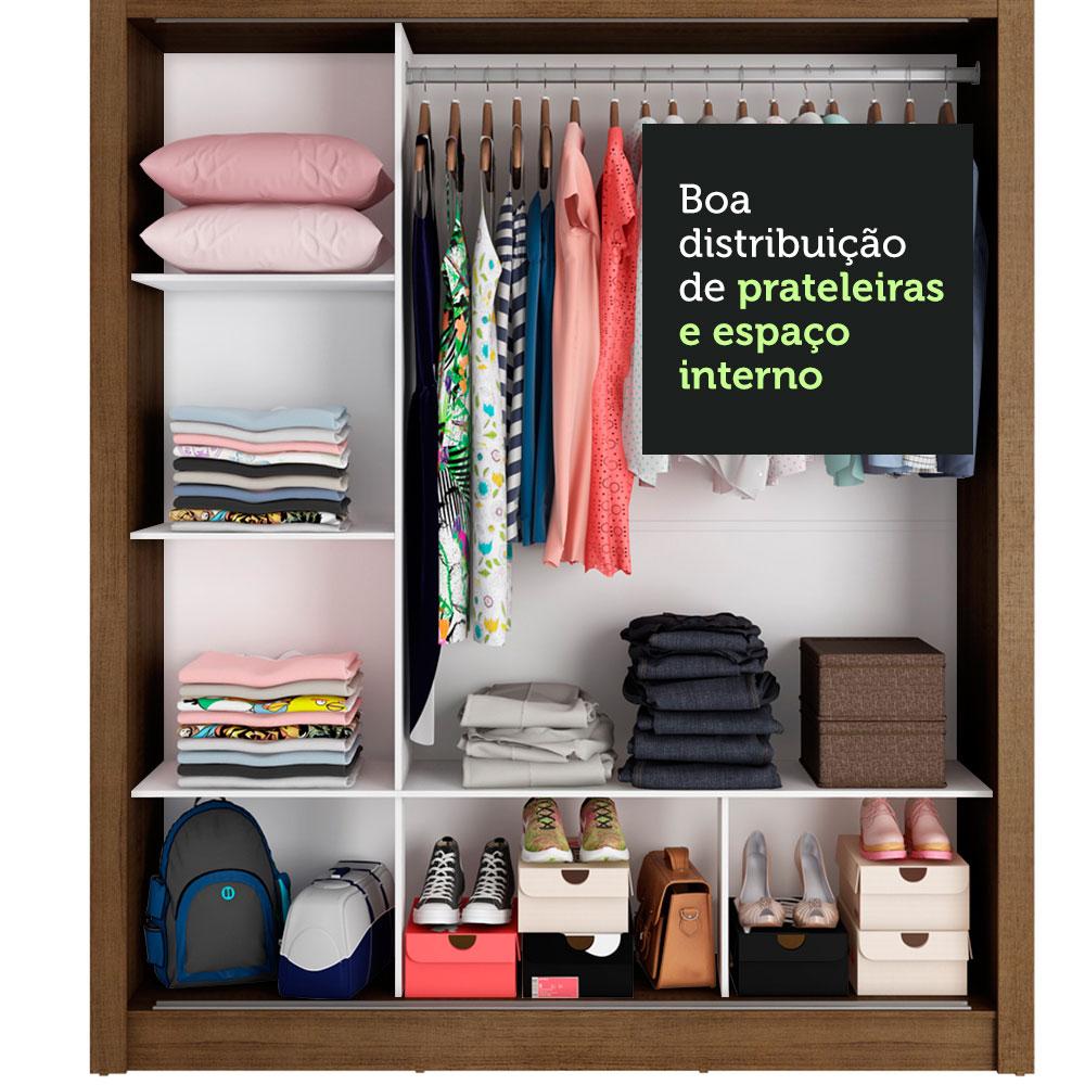 Guarda Roupa Casal Madesa Mônaco 3 Portas de Correr com Espelhos