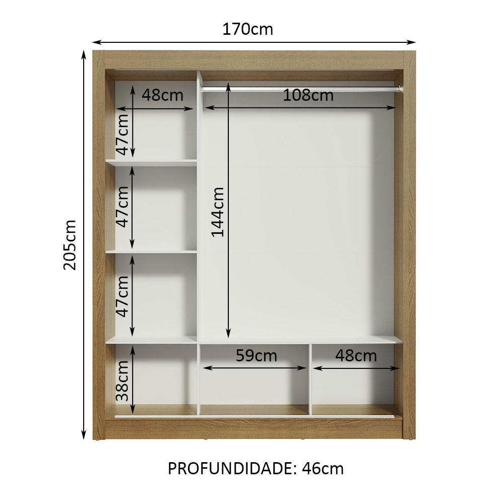 Guarda Roupa Casal Madesa Mônaco 3 Portas de Correr com Espelhos