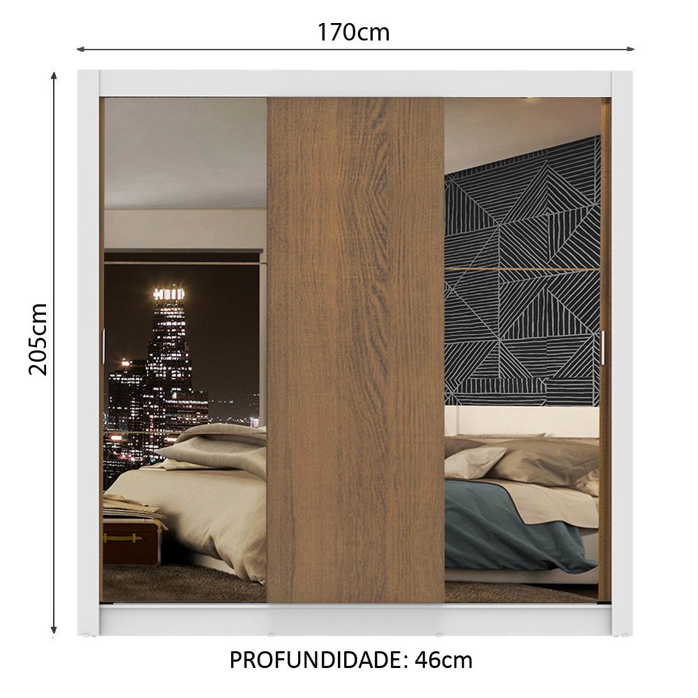 Guarda Roupa Casal Madesa Mônaco 3 Portas de Correr com Espelhos