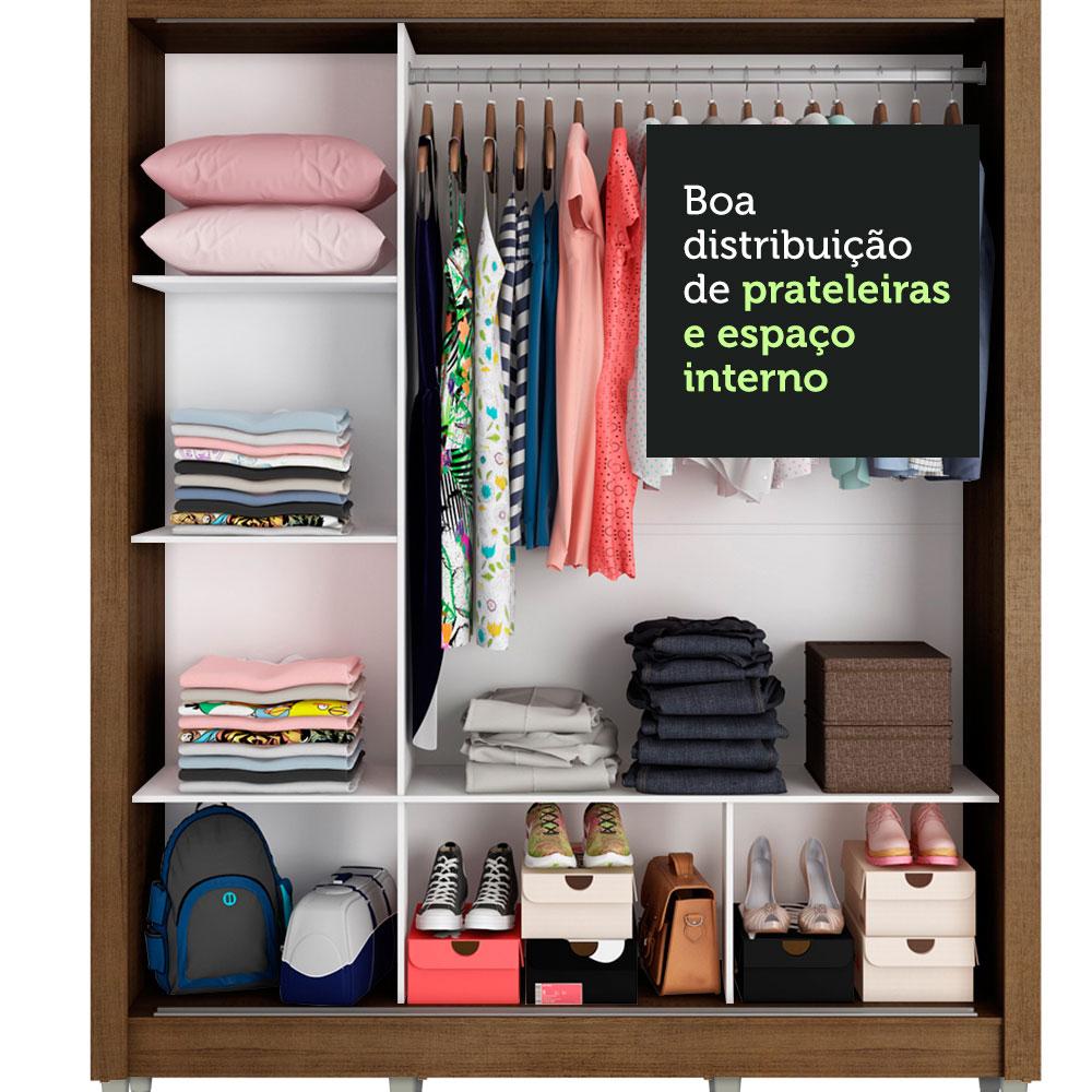 Guarda Roupa Casal Madesa Mônaco 3 Portas de Correr com Espelhos com Pés