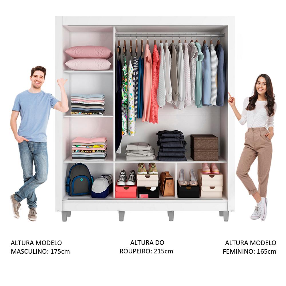 Guarda Roupa Casal Madesa Mônaco 3 Portas de Correr com Espelhos com Pés