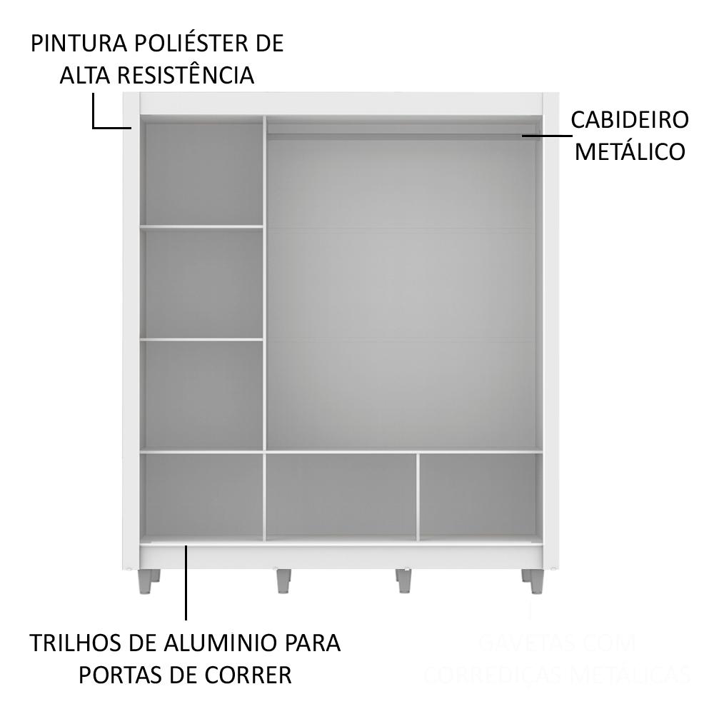 Guarda Roupa Casal Madesa Mônaco 3 Portas de Correr com Espelhos com Pés