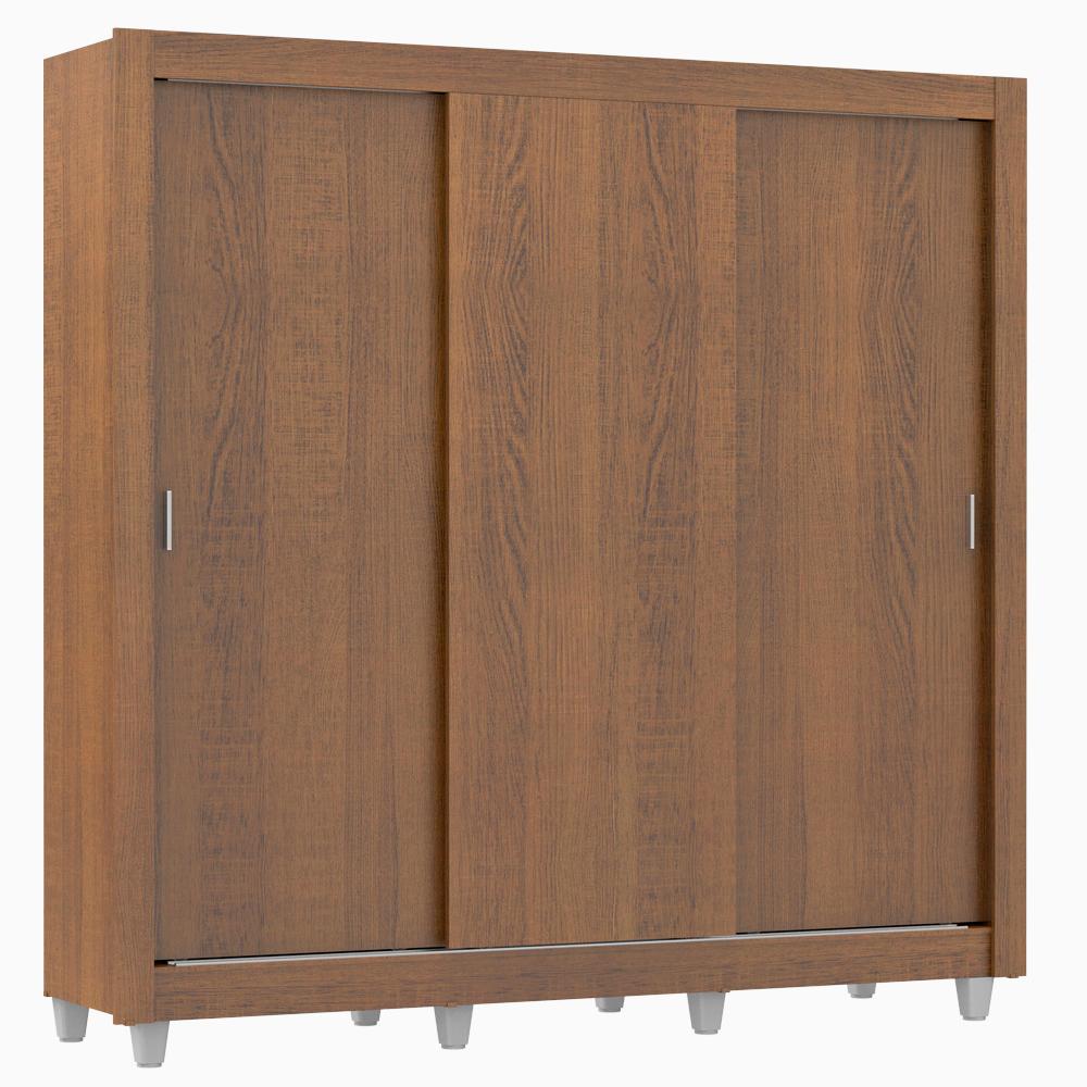 Guarda Roupa Casal Madesa Mônaco 3 Portas de Correr com Pés - Rustic