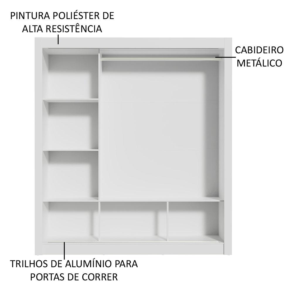 Guarda Roupa Casal Madesa Mônaco 3 Portas de Correr de Espelho