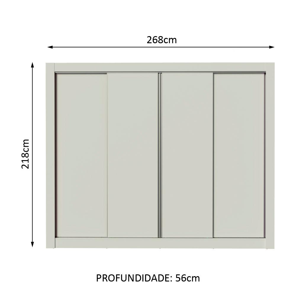 Guarda-Roupa Casal Madesa Montana 4 Portas de Correr - Branco