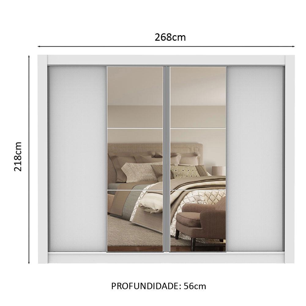 Guarda-Roupa Casal Madesa Montana 4 Portas de Correr com Espelho - Branco