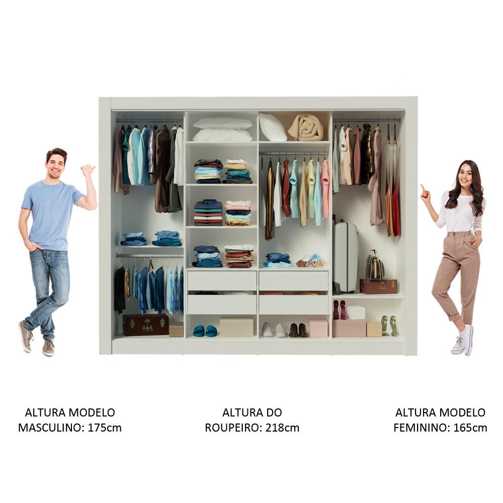 Guarda-Roupa Casal Madesa Montana 4 Portas de Correr com Espelho - Branco