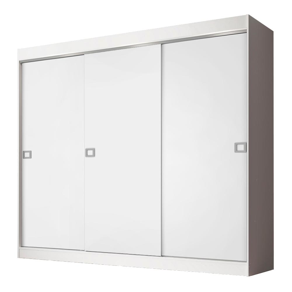 Guarda-Roupa Casal Madesa Napoli 3 Portas de Correr - Branco